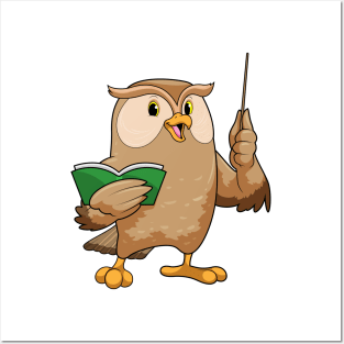 Owl as Teacher with Book & Pointer Posters and Art